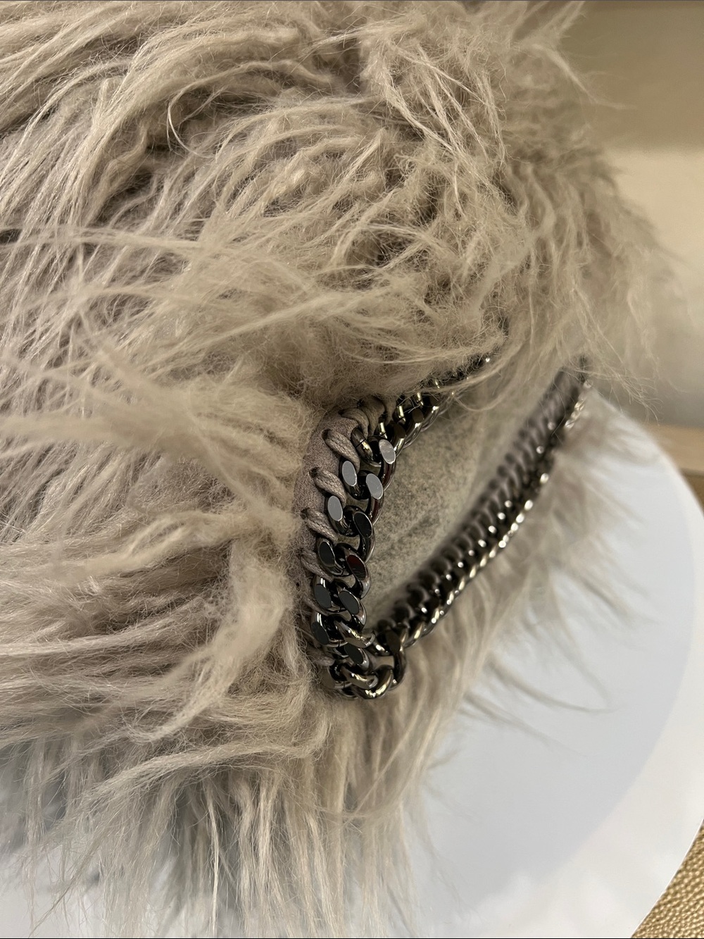 Stella McCartney Falabella Gray Faux Fur Shoulder Bag - Picture 7 of 14
